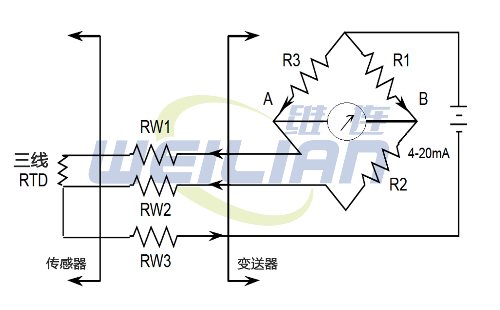 三线热电阻惠斯通电桥电路 维连RTD